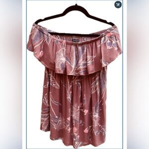 Express Women's Top / Mini Off-Shoulder Floral Dress Size L Large